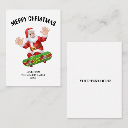Persoonlijke Kerstkaart Sinterklaas, Coole Skatebo Notitiekaartje (Voorkant / Achterkant)