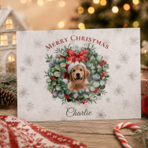 Persoonlijke kerstkaart voor huisdieren met krans 