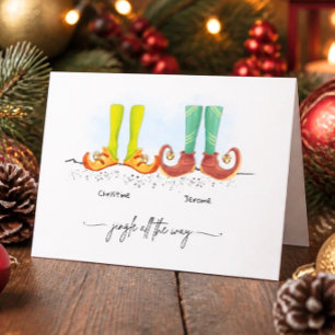 Persoonlijke Kerstkaart voor Paren met Elf Voeten Kaart
