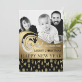 Persoonlijke kerstkaart zwart-wit foto (Staand voorkant)