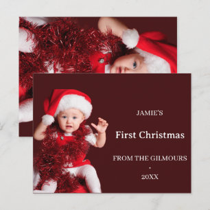 Persoonlijke kerstkaarten voor baby's eerste kerst feestdagenkaart