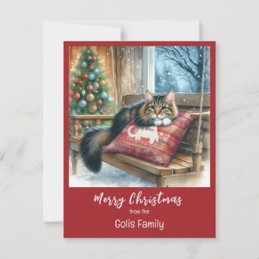 Persoonlijke Kerstkat Kerst Notitiekaartje (Voorkant)