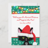 Persoonlijke kerstkat met Santa Hat Kaart (Achterkant)