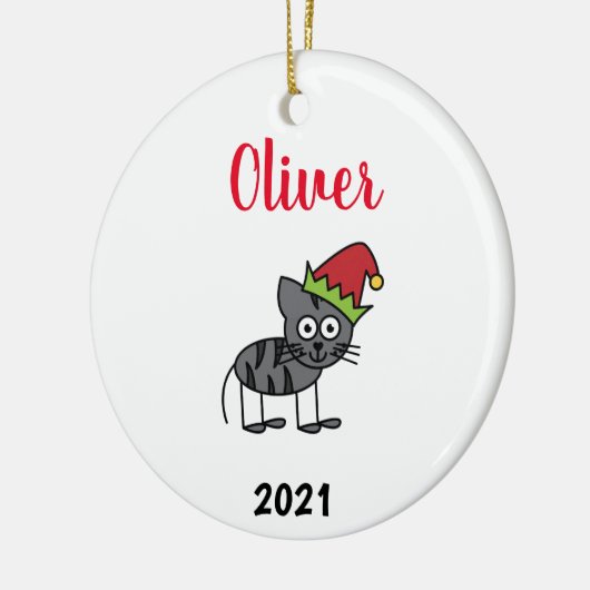 persoonlijke kerstkatten keramisch ornament (Links)