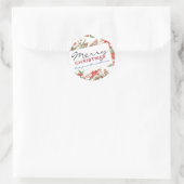Persoonlijke kerstkerst Holly en Pinecones Ronde Sticker (Tas)