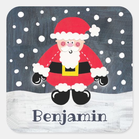 Persoonlijke kerstkerstkerstman vierkante sticker (Voorkant)
