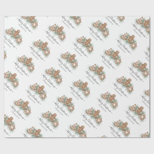 Persoonlijke kerstkoekjes cadeaupapier (Vlak)