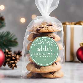 Persoonlijke kerstkoekjes groen ronde sticker