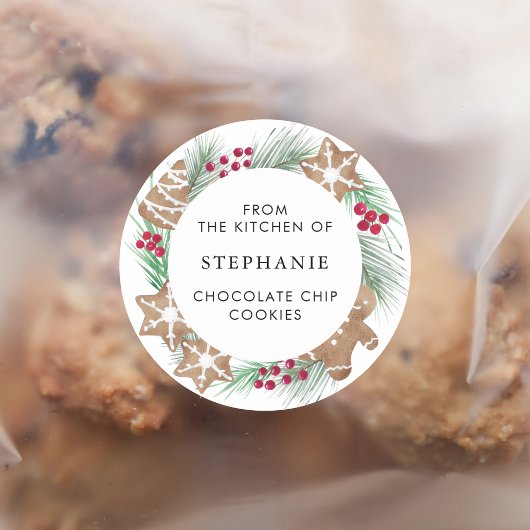 Persoonlijke kerstkoekjes ronde sticker