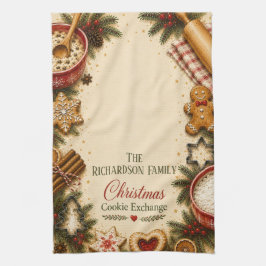 Persoonlijke kerstkoekjesruil keukenhanddoek