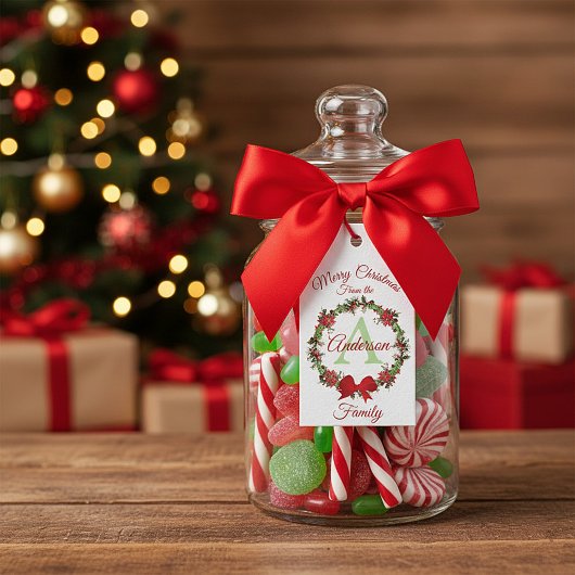 Persoonlijke kerstkrans cadeaulabel