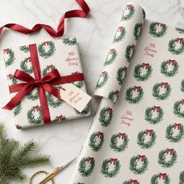 Persoonlijke kerstkrans familienaam cadeau cadeaupapier
