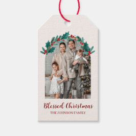 Persoonlijke Kerstkrans Foto Gift Tag Cadeaulabel
