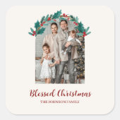 Persoonlijke Kerstkrans Foto & Naam Sticker (Voorkant)