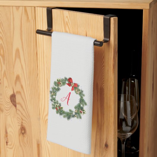 Persoonlijke Kerstkrans Keukenhanddoek (Derde Gevouwen)