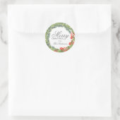 Persoonlijke Kerstkrans Merry Christmas Ronde Sticker (Tas)