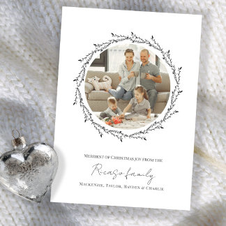 Persoonlijke kerstkrans met foto feestdagenkaart