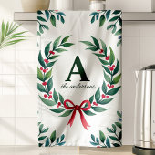Persoonlijke kerstkrans monogram kerstmis theedoek