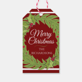 Persoonlijke Kerstkrans Rood Gift Tag Cadeaulabel