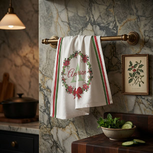 Persoonlijke kerstkrans theedoek