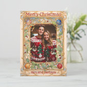 Persoonlijke Kerstkrans Thema Feestdagenkaart (Staand voorkant)