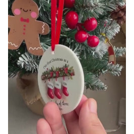 Persoonlijke Kerstkrans voor een Familie van Drie Keramisch Ornament