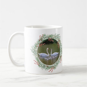 Persoonlijke Kerstkrans voor Zwanenfamilie Koffiemok