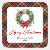 Persoonlijke Kerstkrans Watercolor Stickers (Voorkant)