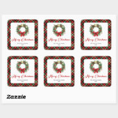 Persoonlijke Kerstkrans Watercolor Stickers (Vel)