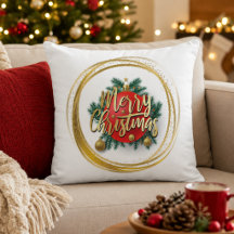 Persoonlijke kerstkussen met gouden tekst