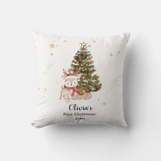 Persoonlijke Kerstkussen voor Baby's Eerste Kerstm Kussen (Voorkant)