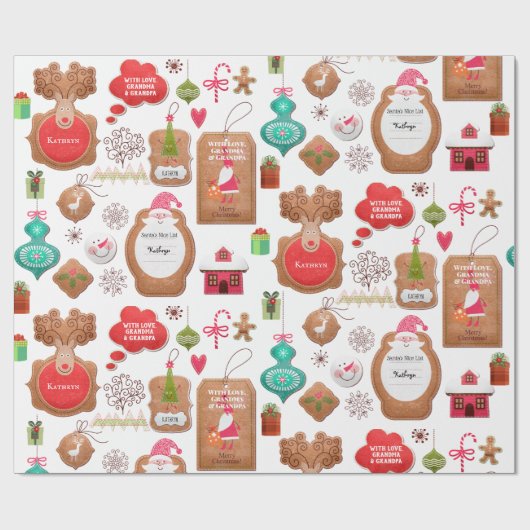 Persoonlijke kerstLabels Cadeaupapier (Vlak)