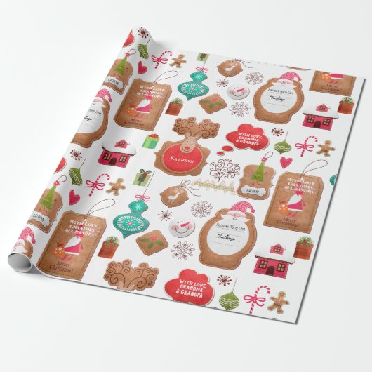 Persoonlijke kerstLabels Cadeaupapier (Uitgerold)