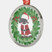 Persoonlijke kerstlabradole Santa Claus Metalen Ornament (Links)