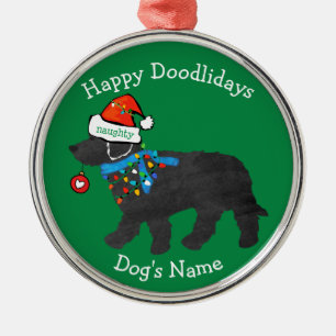 Persoonlijke kerstlabradoodle Naughty Metalen Ornament