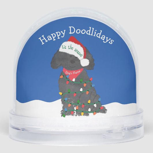 Persoonlijke kerstlampjes Labradole Sneeuwbol (Achterkant)