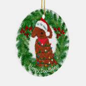 Persoonlijke kerstlampjes Red Goldendole Keramisch Ornament (Rechts)