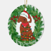 Persoonlijke kerstlampjes Red Goldendole Keramisch Ornament (Links)