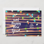 Persoonlijke kerstlichten op Woodgrain Feestdagenkaart (Achterkant)