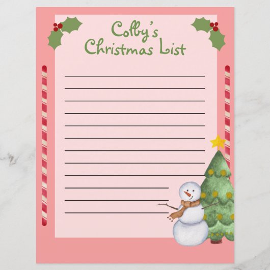 Persoonlijke kerstlijst met Snowman (Voorkant)