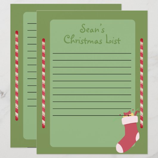 Persoonlijke kerstlijst voor de Kerstman (Voorkant / Achterkant)