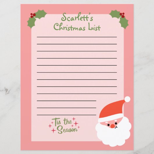 Persoonlijke kerstlijst voor de kerstman (Voorkant)