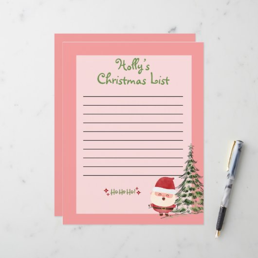 Persoonlijke kerstlijst voor de Kerstman (Voorkant / Achterkant in situ)