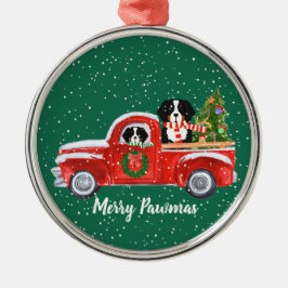 Persoonlijke kerstman Berner Dogs Red Truck Metalen Ornament