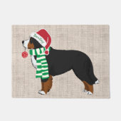 Persoonlijke kerstman Bernese Mountain Dog Burlap Deurmat (Voorkant)