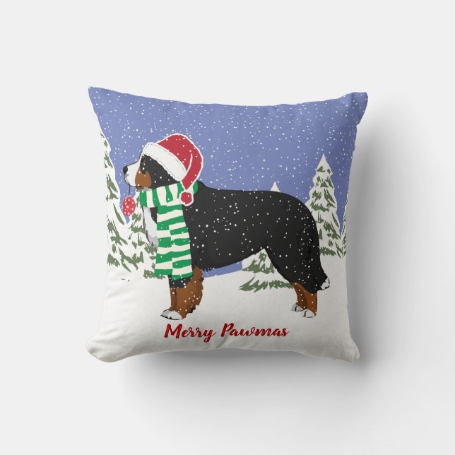 Persoonlijke kerstman Bernese Mountain Dog Kussen (Voorkant)