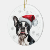 Persoonlijke Kerstman Boston Terrier Hond Keramisch Ornament (Links)