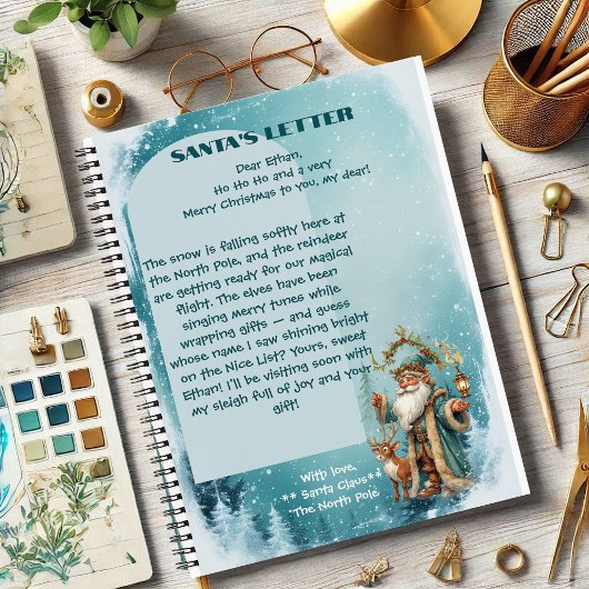 Persoonlijke Kerstman Brief Van Rendier Noordpool Notitieboek