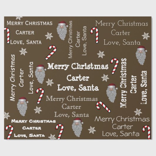 Persoonlijke kerstman cadeaupapier (Vlak)
