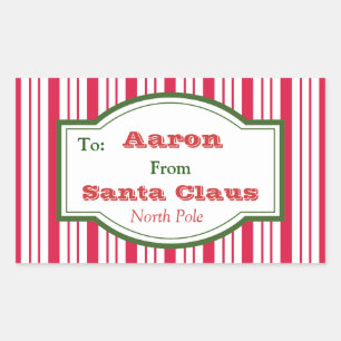 Persoonlijke kerstman cadeautagstickers rechthoekige sticker